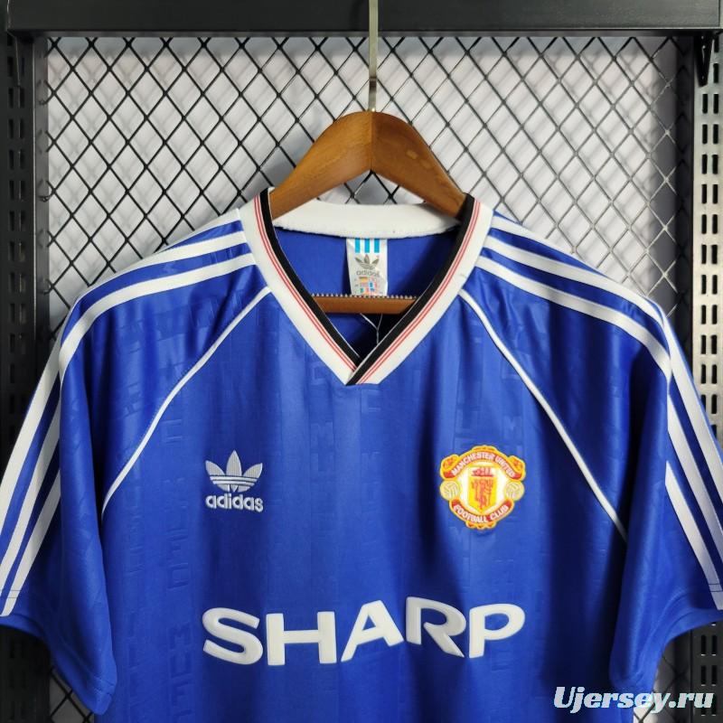 Retro 88/89 Manchester United Away Blue Jersey