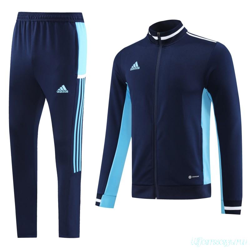 2023 Adidas Black Blue Full Zipper Jacket +Pants