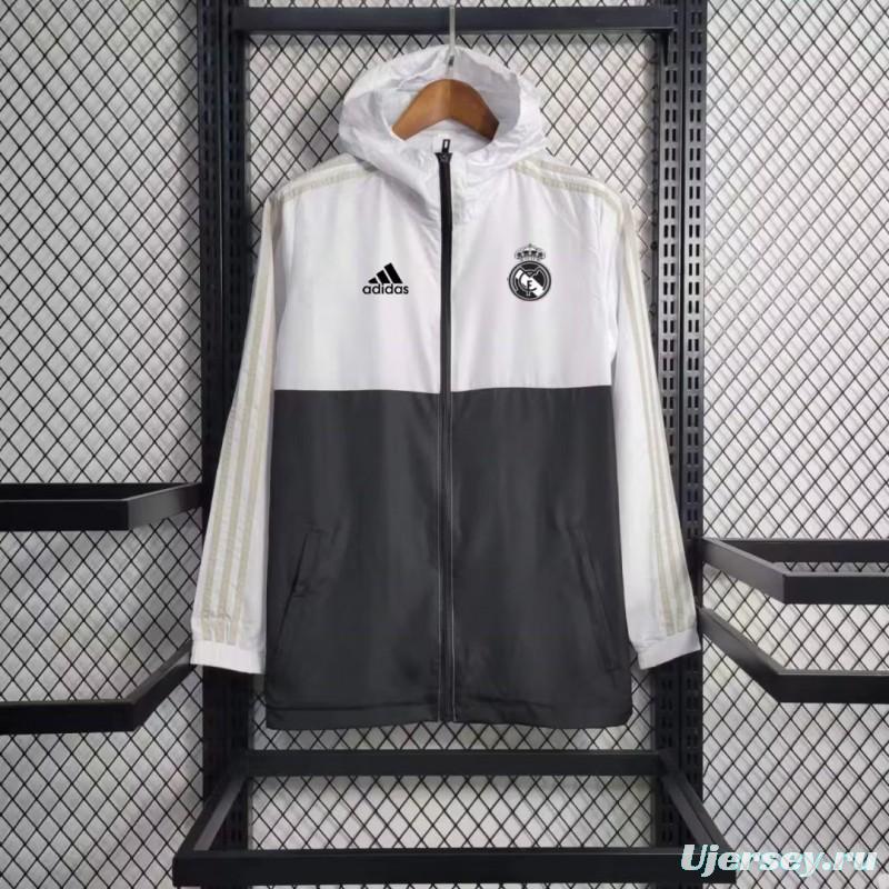 23/24 Real Madrid  White Black Windbreaker