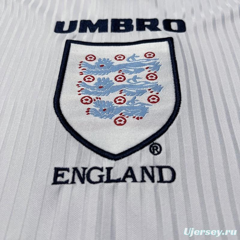 Long Sleeve Retro 1998 England Home Soccer Jersey