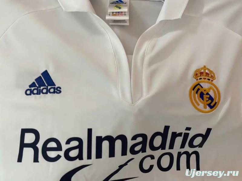 Retro 01/02 Real Madrid Home Jersey League Version With Sponsor