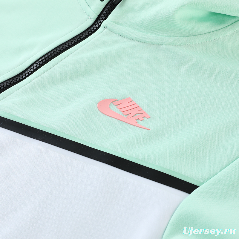 2023 Nike White Green Full Zipper Hoodie Jacket +Pants