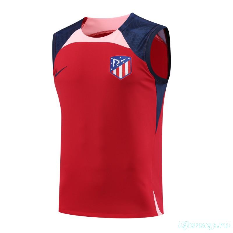 23-24 Atletico Madrid Red Black Vest Jersey+Shorts