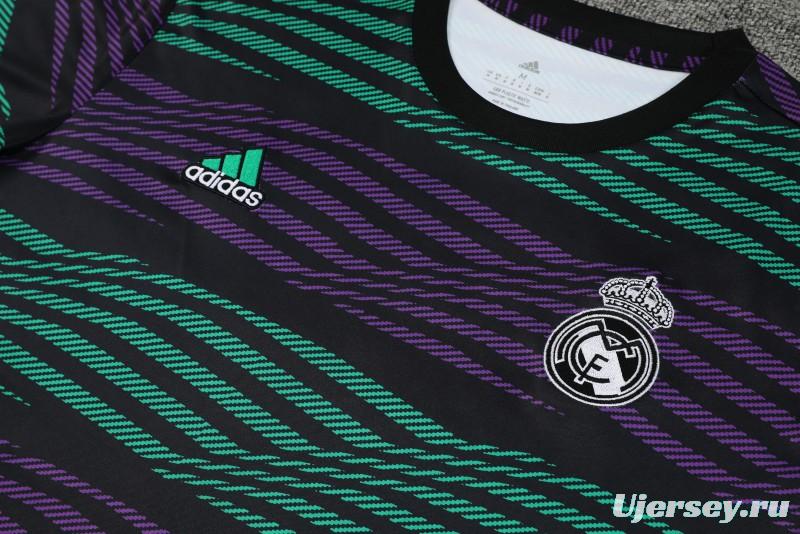 23-24 Real Madrid Stripe Pattern Short Sleeve+Shorts