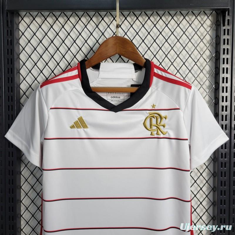 23-24 Kids Flamengo Away White Jersey Size 16-28