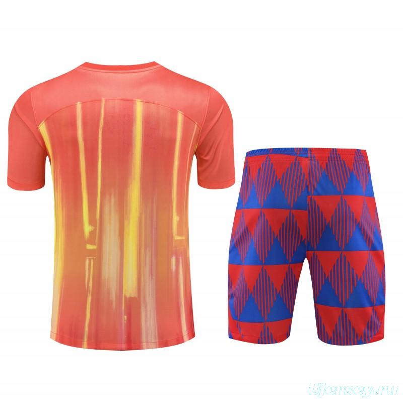 23-24  Barcelona Orange Short Sleeve Jersey+Shorts