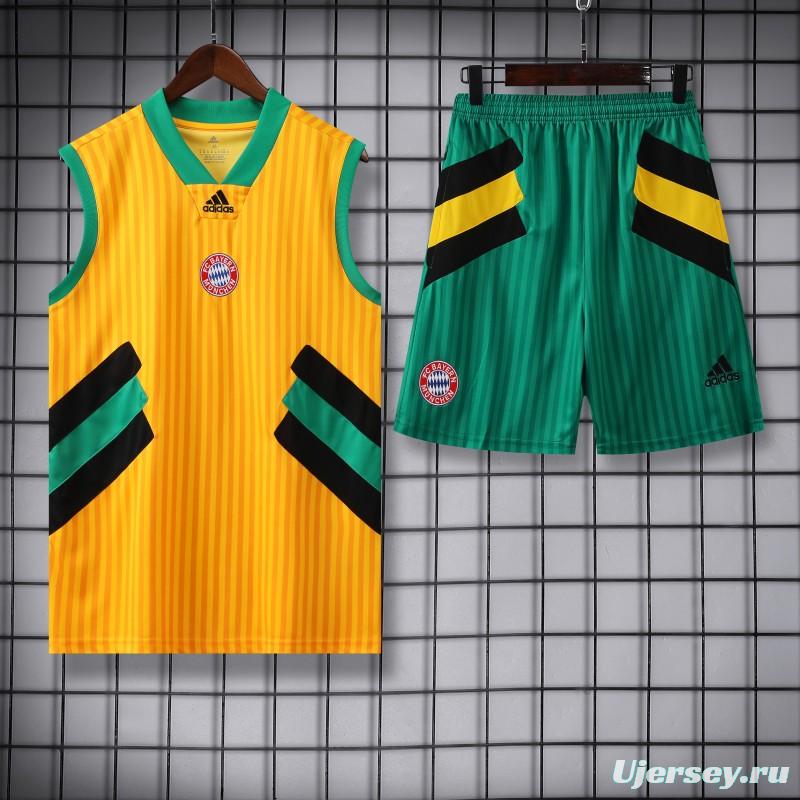 23-24 Bayern Munich Yellow Remake Icon Vest Jersey+Shorts