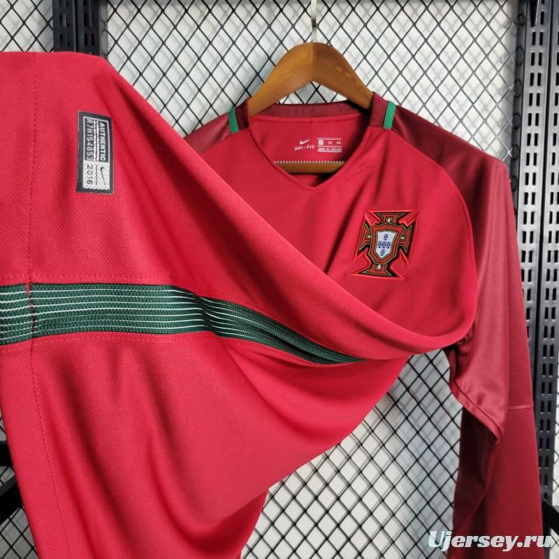 Retro 2016  Portugal Home Long Sleeve Jersey
