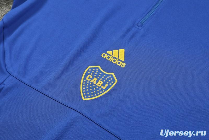 23/24 Boca Juniors Blue Black Half Zipper Hoodie Jacket +Pants