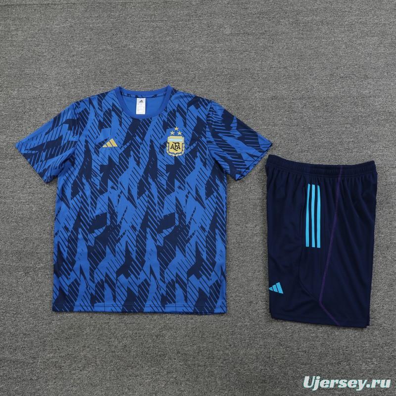 2023 Argentina Navy Stripe Short Sleeve+Shorts