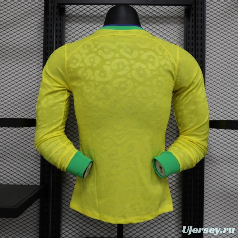 Player Version 2022 Brazil Home Long Sleeve Jersey