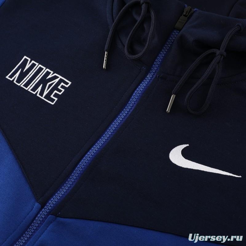 23/24 NIKE Black/Blue Full Zipper Hooide Jacket+Pants