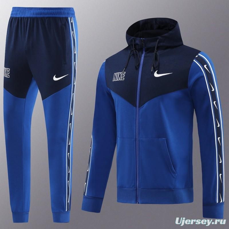 23/24 NIKE Black/Blue Full Zipper Hooide Jacket+Pants