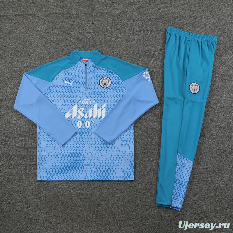 23/24 Manchester City Blue Mixed Color Half Zipper Jacket+ Pants