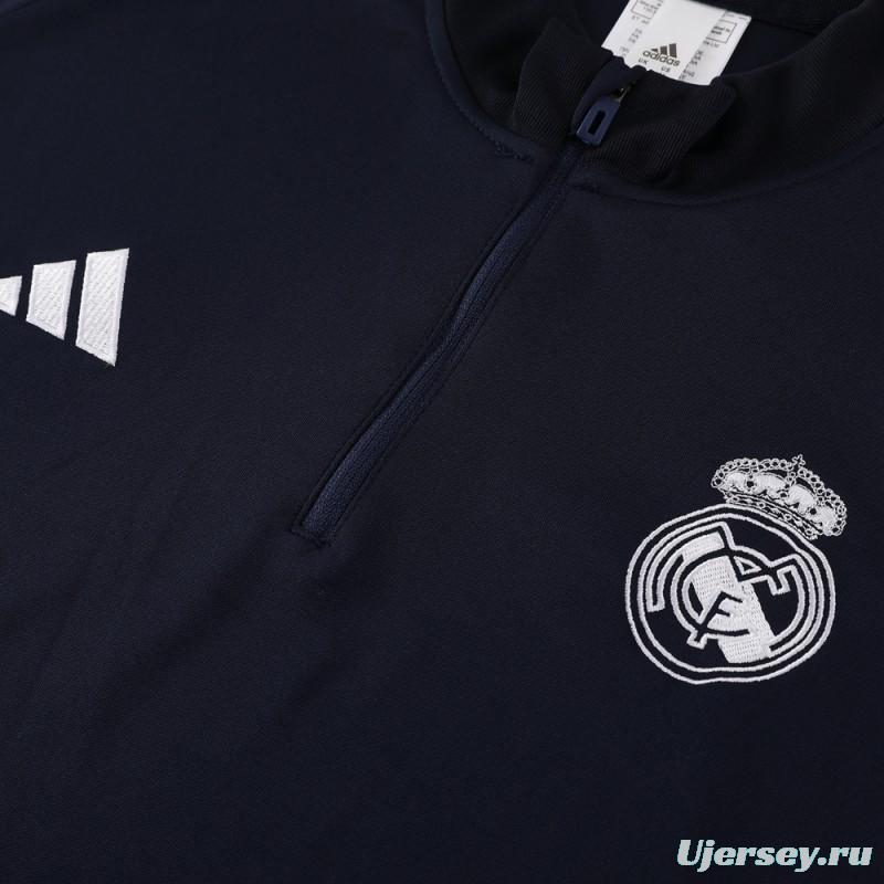 23/24 Real Madrid Navy Half Zipper Jacket+Pants