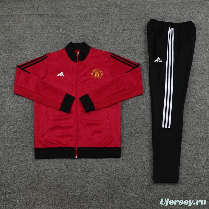 23/24 Manchester United Red Full Zipper Jacket+Pants