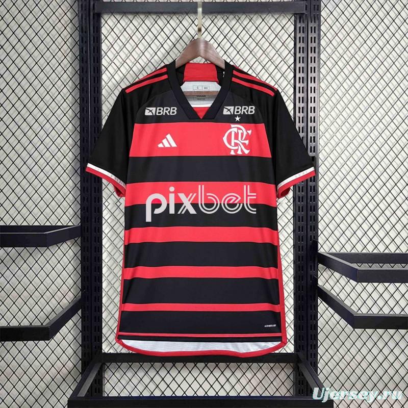 24/25 Flamengo Home Jersey With All Sponsor