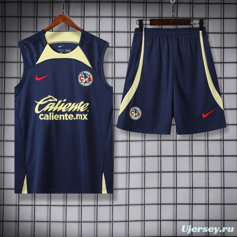 24/25 Club America Navy Vest Jeresy+Shorts