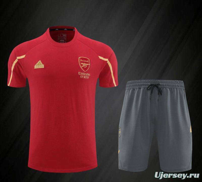 23/24 Arsenal Red Cotton Short Sleeve Jersey+Shorts