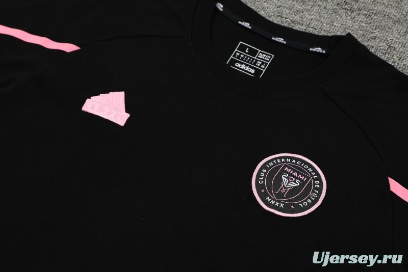 23/24 Inter Miami Black/Pink Cotton Short Sleeve Jersey+Shorts