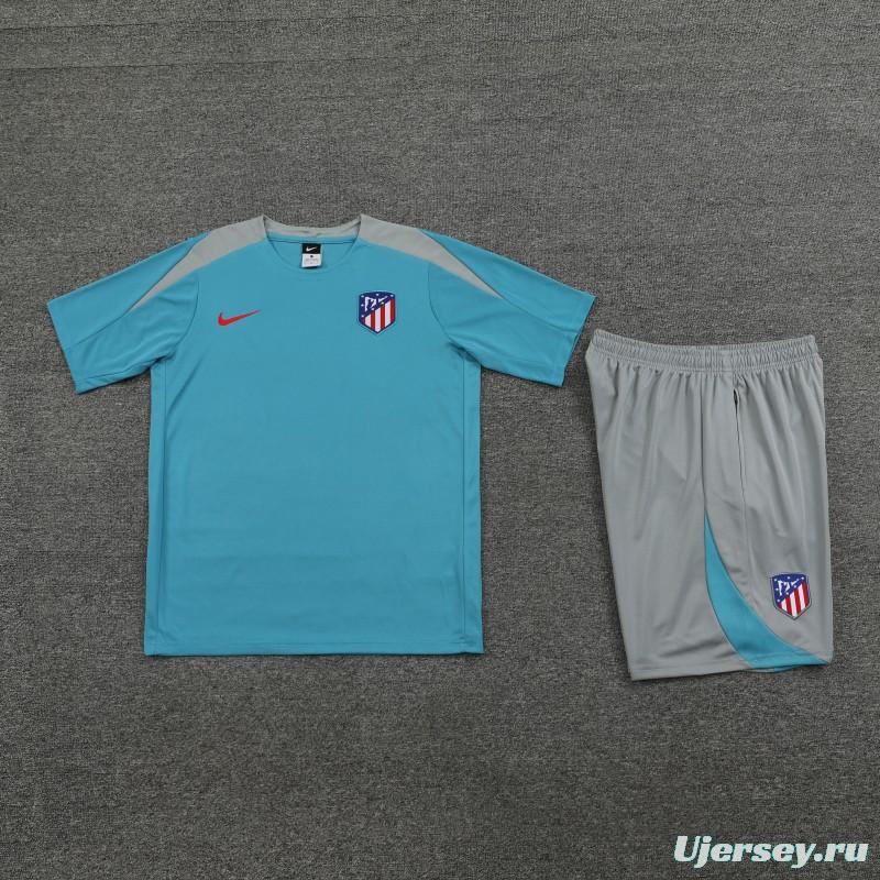 23/24 Atletico Madrid Blue Cotton Short Sleeve Jersey+Shorts