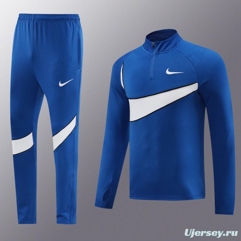 2024 Nike Blue/White Half Zipper Jacket+Pants