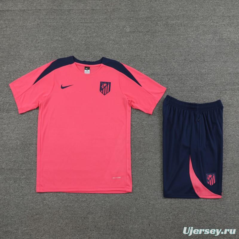 23/24 Atletico Madrid Pink Cotton Short Sleeve Jersey+Shorts