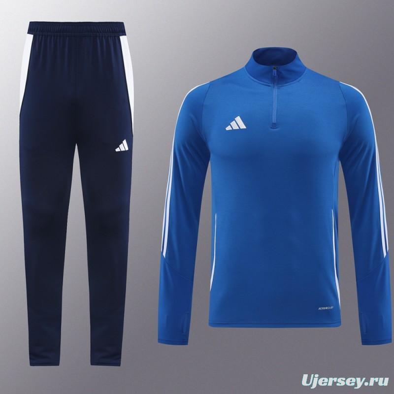 2024 Adidas Blue Half Zipper Jacket+Pants