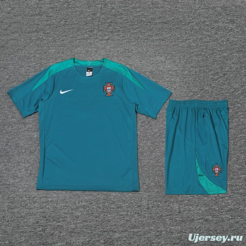 2024 Portugal Blue Short Sleeve Jersey+Shorts