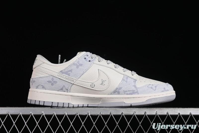 Nike SB Dunk Low LV Collaboration - Tie-Dye Denim Glow in the Dark Anniversary Custom Low-Top Casual Sneakers - FC1688-192