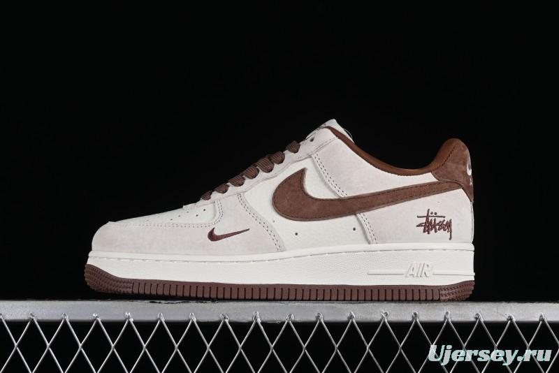 Nike Air Force 1 '07 Low Stussy Collaboration - Coffee Pig Suede Low-Top Casual Sneakers - HD1968-017