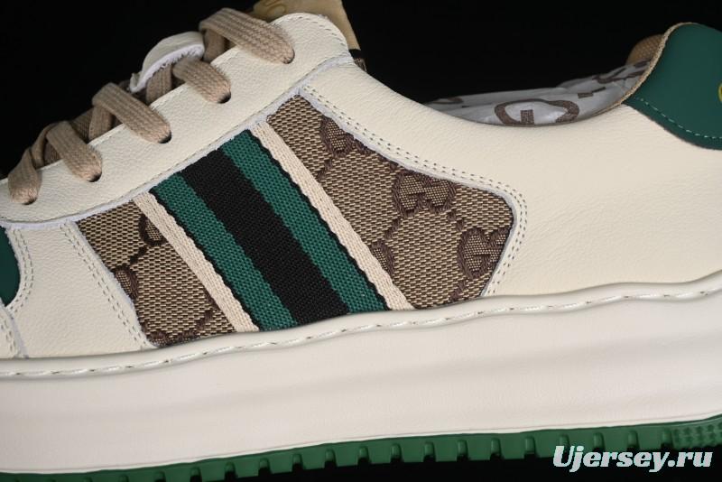 Gucci Chunky B Screener GG Casual Sneakers in Beige and Ebony GG Canvas with Leather Trim - 9Y9209666