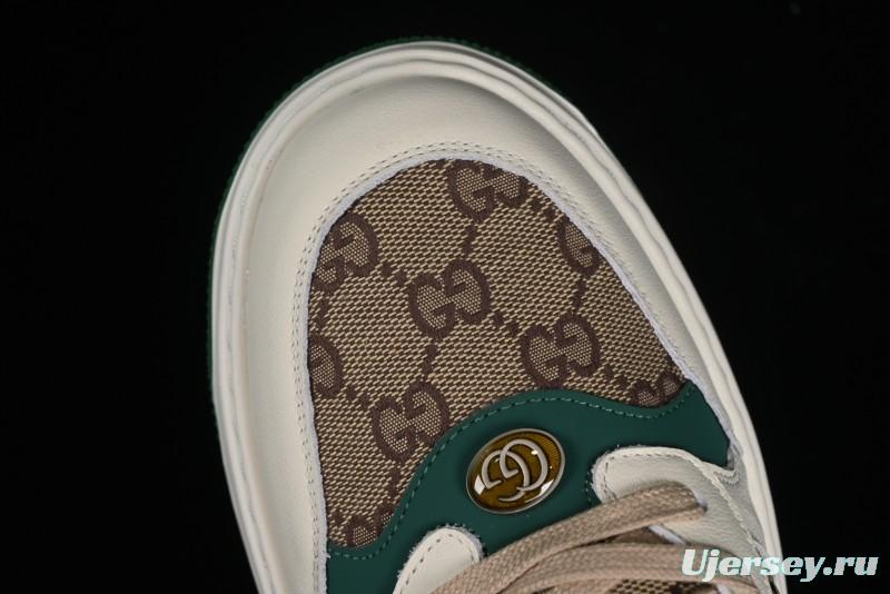 Gucci Chunky B Screener GG Casual Sneakers in Beige and Ebony GG Canvas with Leather Trim - 9Y9209666