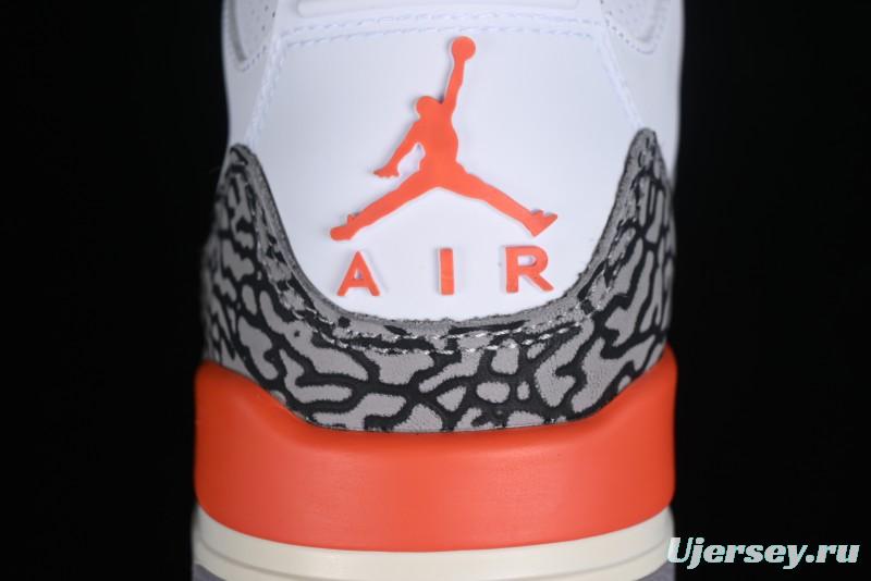 Nike Air Jordan 3 Retro Sneakers in White and Peach Orange - CK9246-121