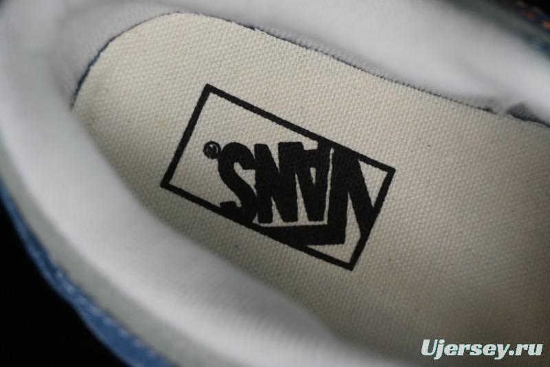 Vans Classics Knu Skool Washed Denim Distressed Vintage Chunky Tongue Skate Shoes - VN0009QCBLK