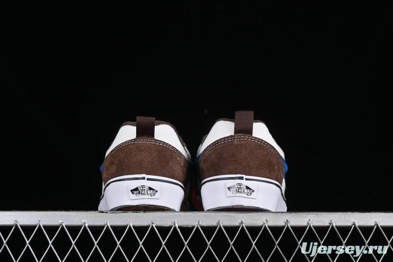 Vans Classics Knu Skool White Blue Brown Colorblock Chunky Tongue Skate Shoes - VN0009QCDMV