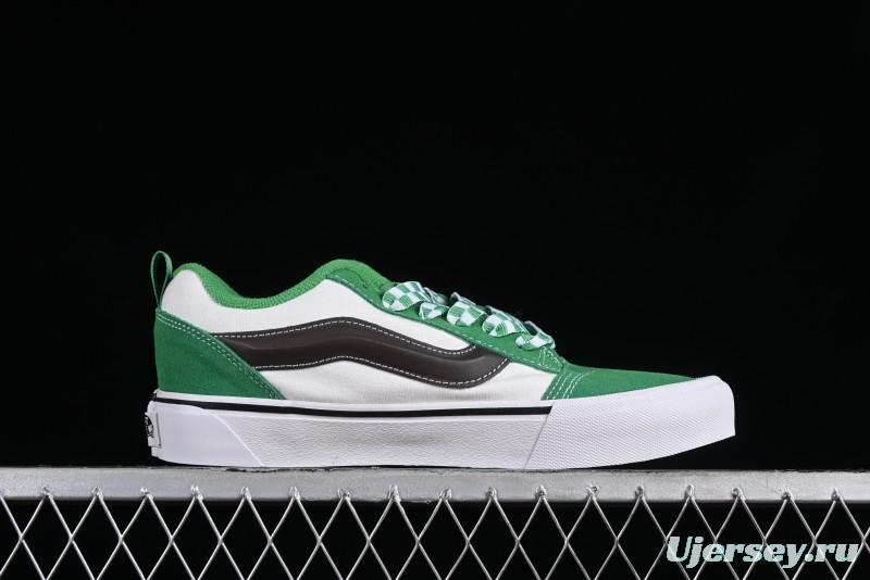 Vans Classics Knu Skool White Green Chunky Tongue Retro Sneakers - VN0009QCV0N
