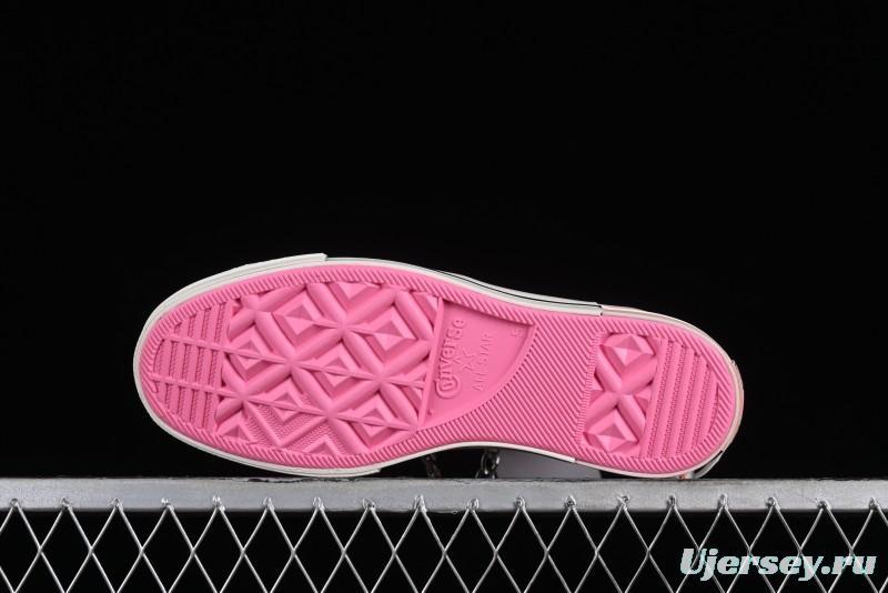 Converse Chuck 70s High Top Canvas Sneakers with Chain Accents in Black & Pink - A09539C