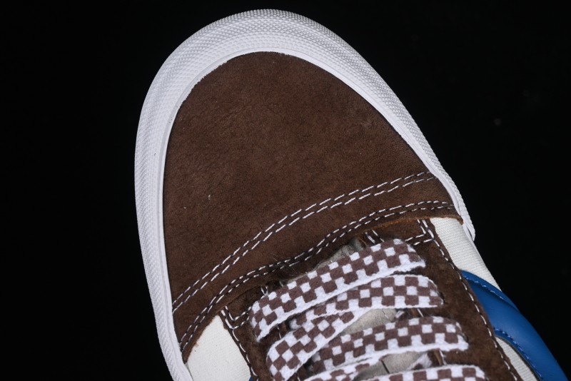 Vans Classics Knu Skool White Blue Brown Colorblock Chunky Tongue Skate Shoes - VN0009QCDMV
