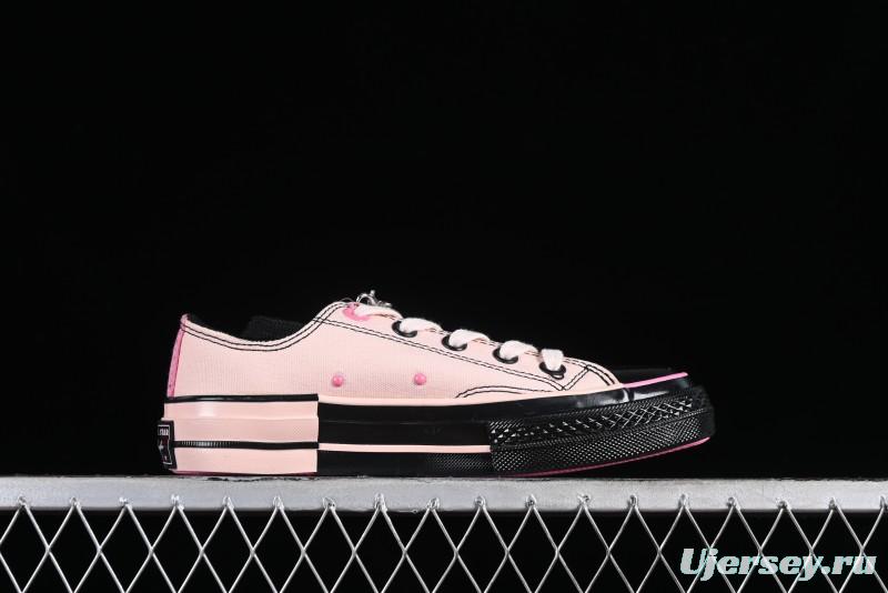 Converse Chuck 70s Low-Top Casual Sneakers with Black-Pink Chain Design - A09542C