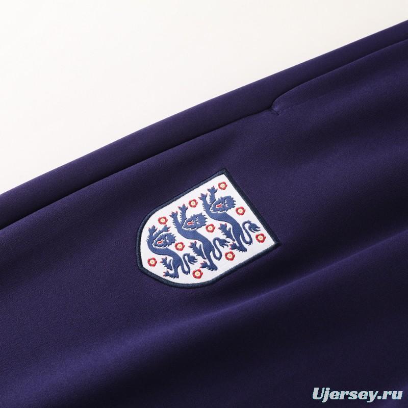 2024 England Navy Full Zipper Jacket +Long Pants
