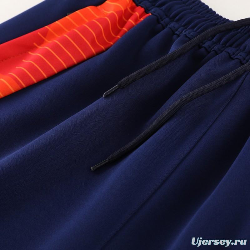 2024 Spain Navy Full Zipper Jacket +Long Pants