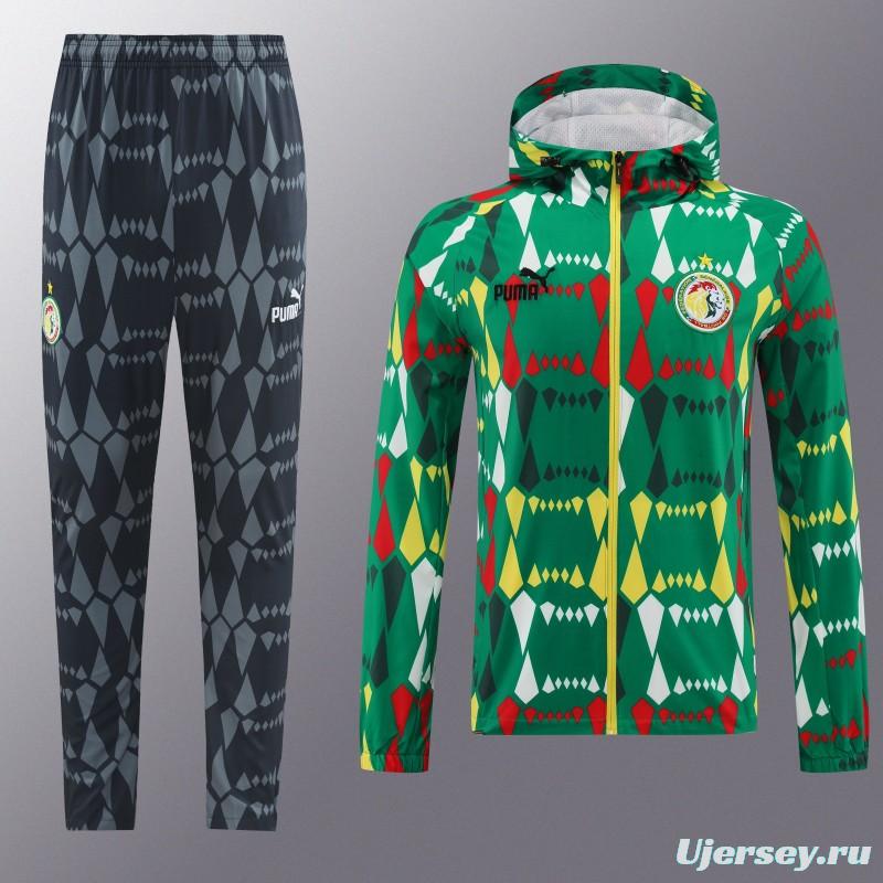 2024 Senegal Green Hoodie Full Zipper Jacket +Long Pants