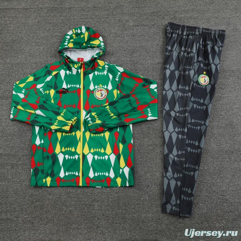 2024 Senegal Green Hoodie Full Zipper Jacket +Long Pants