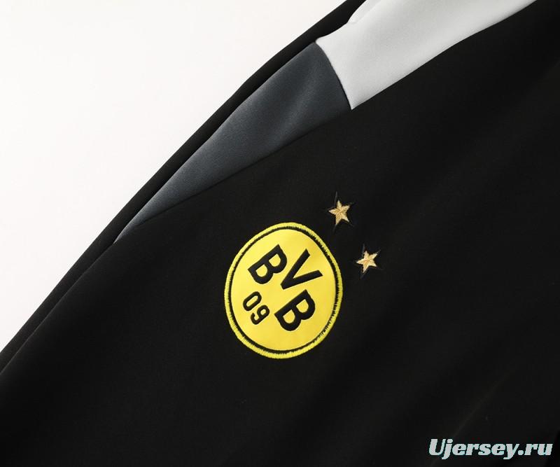 24/25 Borussia Dortmund Grey/Black Full Zipper Jacket +Long Pants