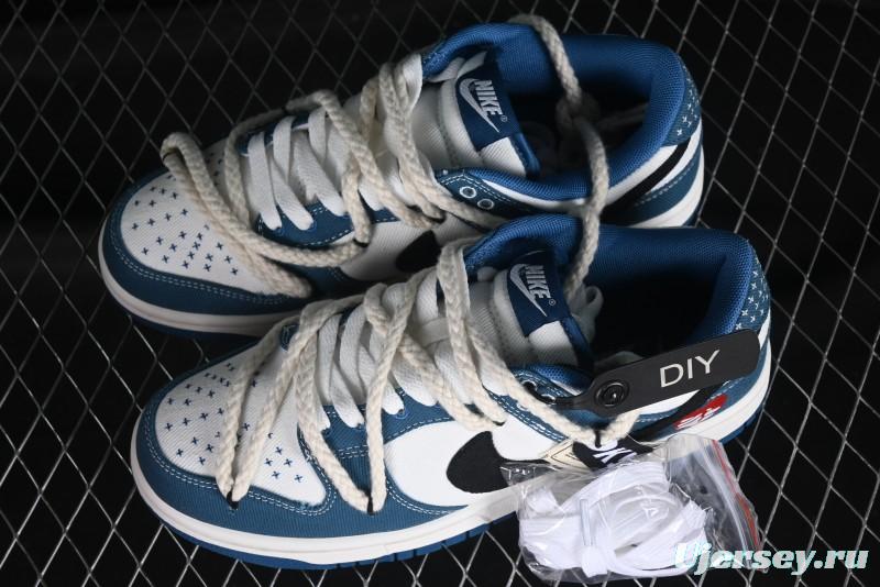 Nike Dunk Low Retro High Street Style Sashiko Stitch Hemp Rope Deconstructed SB Lace-Up Low-Top Casual Sneakers - DV0834-101