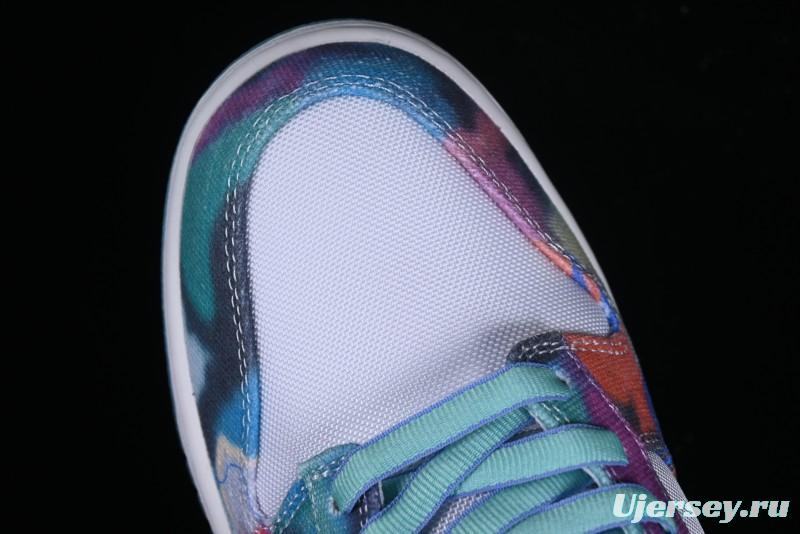 Nike Futura x Dunk Low Pro SB Casual Skate Shoes with Tie-Dye Pattern - HF6061-400