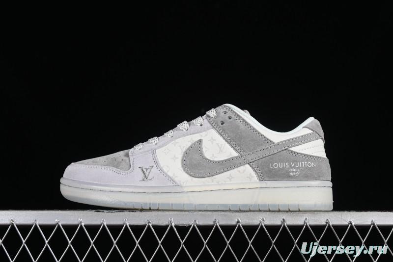 Nike SB Dunk Low LV Collaboration - Beige Grey Crystal Sole Night Light Anniversary High-End Custom Low-Top Casual Sneakers - CR8033-503