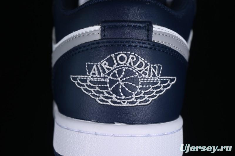 Nike Air Jordan 1 Low AJ1 White Blue Grey Low Top Lifestyle Basketball Shoes - 553558-141