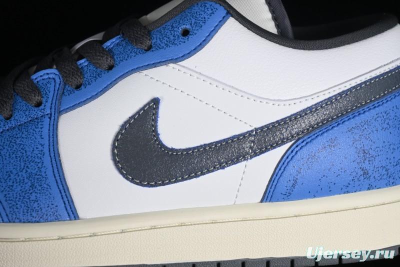Nike Air Jordan 1 Low Flight Vintage Retro Sneakers in White and Blue - FV8439-104